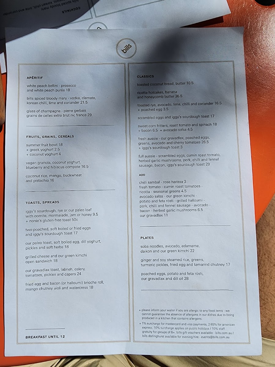 Menu - Bills photo 1