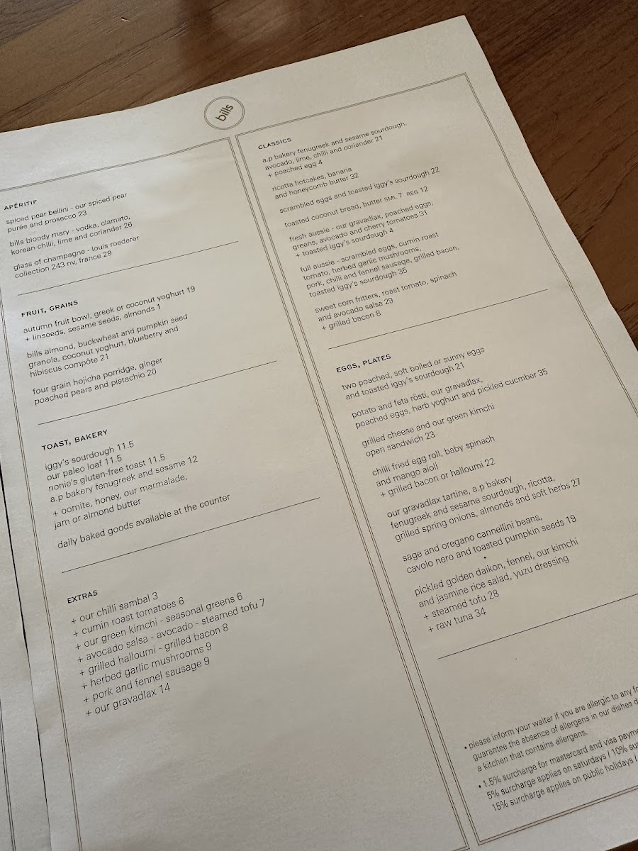 Menu - Bills photo 3