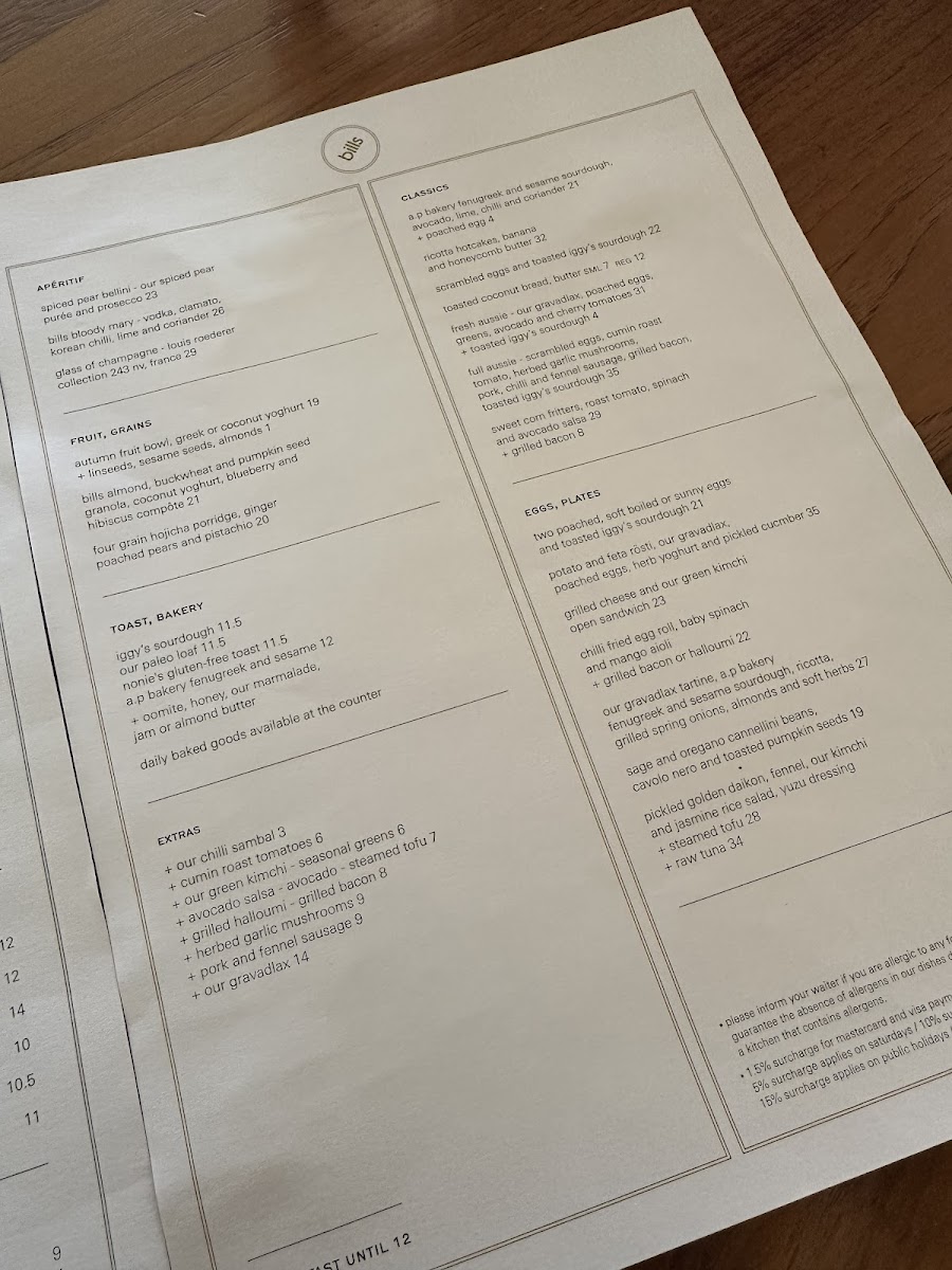 Menu - Bills photo 4